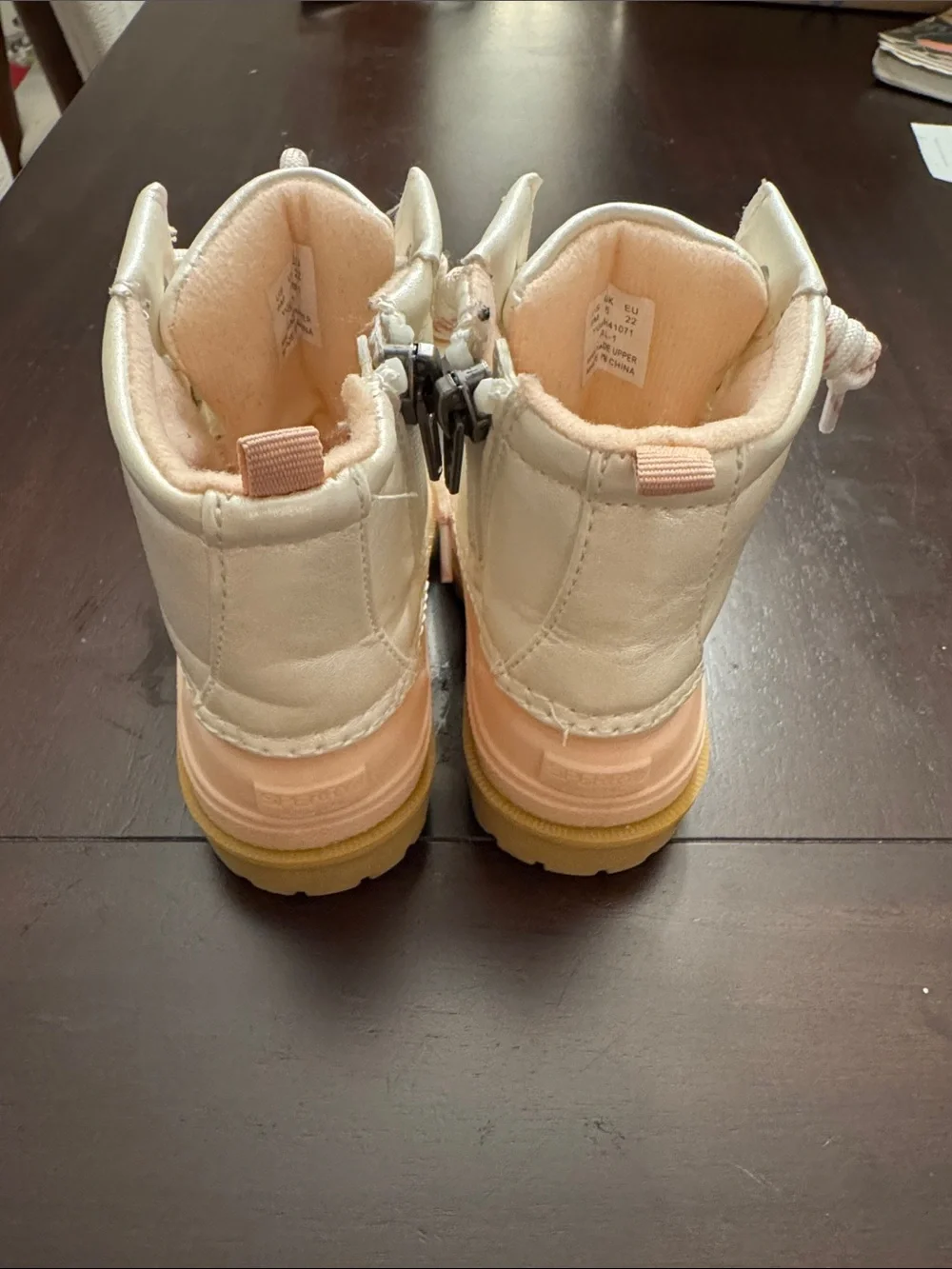 Sperry Kids Pink and Cream Waterproof Duck Boots